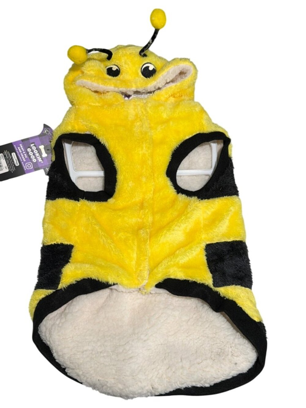 Halloween Yellow & Black Bumblebee Dog Costume With Hood & Wings - XL